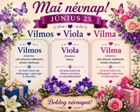 Mai névnap – június 25.: Vilmos, Viola és Vilma