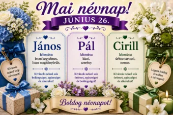 Mai névnap – június 26.: János, Pál és Cirill