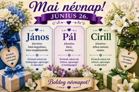 Mai névnap – június 26.: János, Pál és Cirill