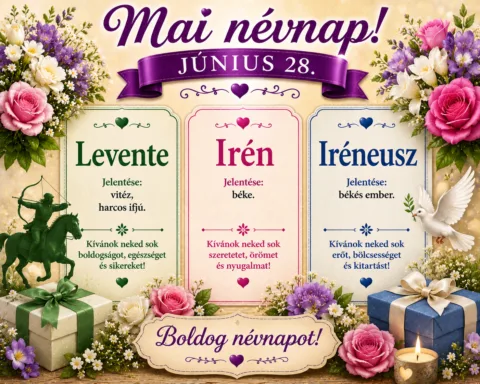 Mai névnap – június 28.: Levente, Irén és Iréneusz