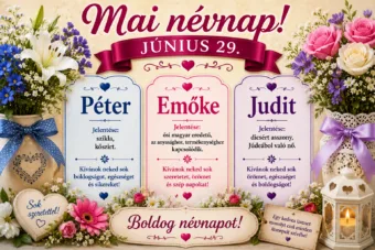 Mai névnap – június 29.: Péter, Emőke és Judit