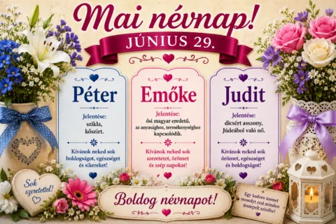 Mai névnap – június 29.: Péter, Emőke és Judit