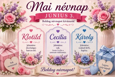 Mai névnap – június 3.: Klotild, Cecília és Károly