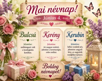 Mai névnap – június 4.: Bulcsú, Kerény és Kerubin