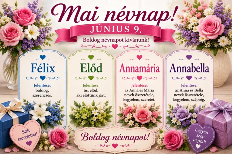 Mai névnap – június 9. Félix, Előd, Annamária és Annabella Mai névnap – június 9.: Félix, Előd, Annamária és Annabella