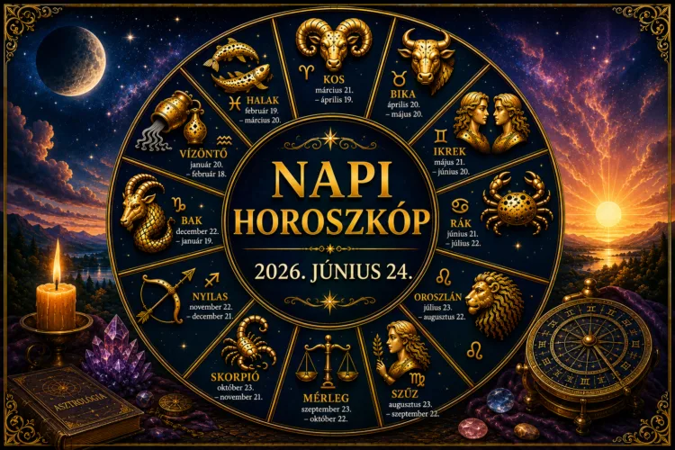 Napi horoszkóp – 2026. június 24. Valaki ma felfedi a valódi érzéseit Napi horoszkóp – 2026. június 24.: Valaki ma felfedi a valódi érzéseit