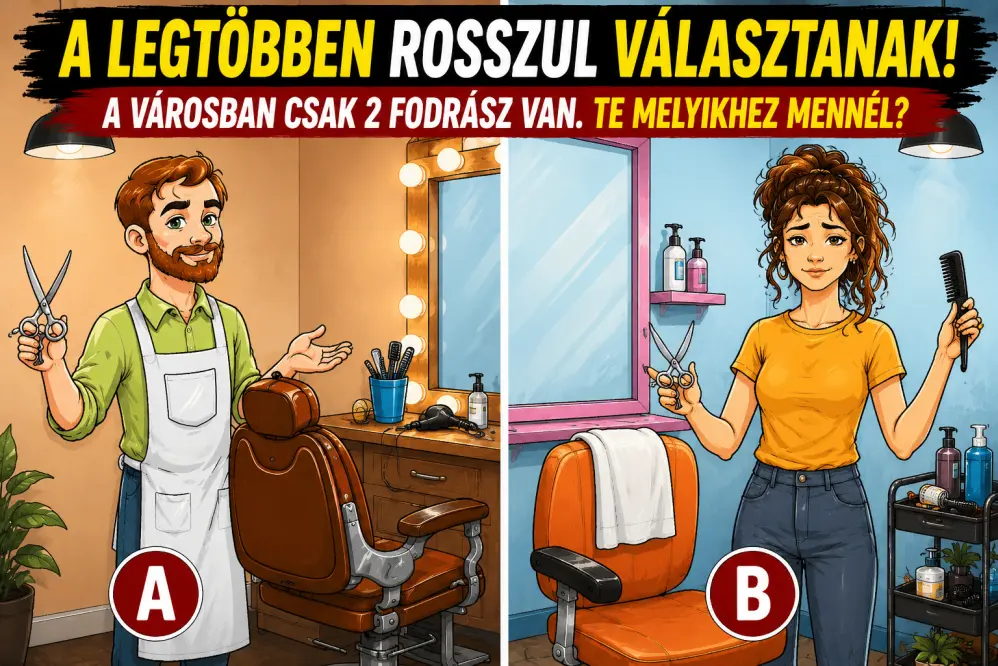 Rejtvény: A legtöbben rosszul választanak! Egy kisvárosban mindössze két fodrász...