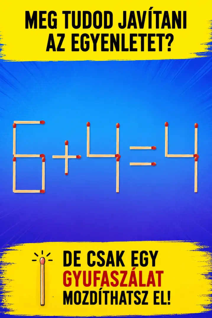 Rejtvény: Meg tudod javítani az egyenletet? De csak egy gyufaszálat