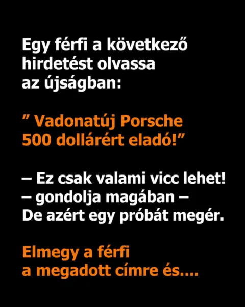 Vicc: Egy férfi a következő hirdetést olvassa az újságban