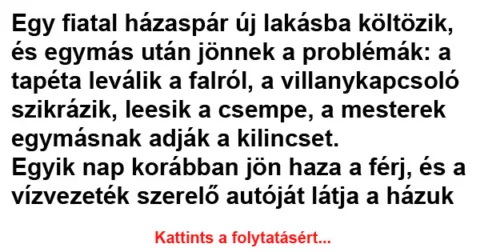 Vicc: Egy fiatal házaspár új lakásba költözik