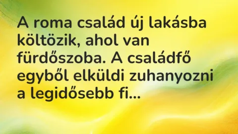 A roma család új lakásba költözik, ahol van fürdőszoba. A családfő… – Vicc A roma család új lakásba költözik, ahol van fürdőszoba. A családfő… – Vicc