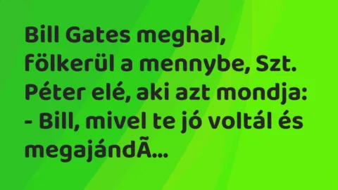 Bill Gates meghal, fölkerül a mennybe, Szt. Péter elé, aki azt mondja:… – Vicc Bill Gates meghal, fölkerül a mennybe, Szt. Péter elé, aki azt mondja:… – Vicc