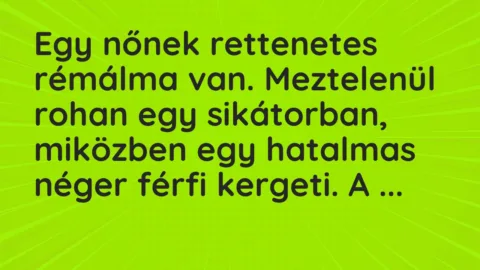 Egy nőnek rettenetes rémálma van. Meztelenül rohan egy sikátorban,… – Vicc Egy nőnek rettenetes rémálma van. Meztelenül rohan egy sikátorban,… – Vicc