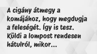 Vicc: A cigány átmegy a komájához, hogy megdugja a feleségét. Így is…