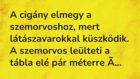 Vicc: A cigány elmegy a szemorvoshoz, mert látászavarokkal küszködik. A…