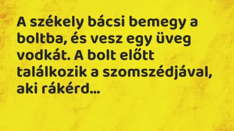 Vicc: A székely bácsi bemegy a boltba, és vesz egy üveg vodkát.