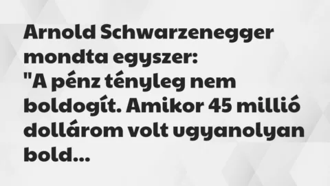 Vicc: Arnold Schwarzenegger mondta egyszer:
“A pénz tényleg nem… Vicc: Arnold Schwarzenegger mondta egyszer:
“A pénz tényleg nem…
