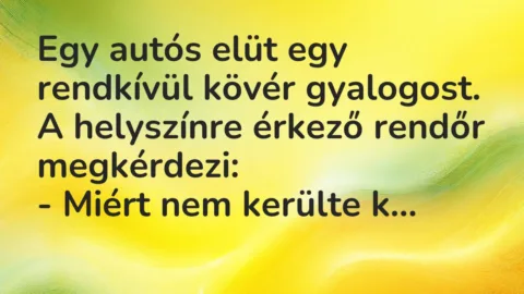 Vicc: Egy autós elüt egy rendkívül kövér gyalogost. A helyszínre érkező… Vicc: Egy autós elüt egy rendkívül kövér gyalogost. A helyszínre érkező…