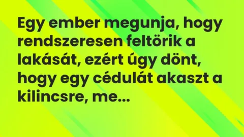 Vicc: Egy ember megunja, hogy rendszeresen feltörik a lakását, ezért úgy…