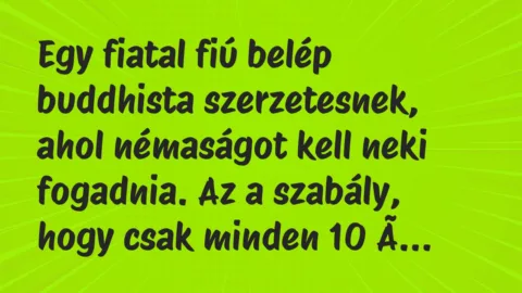 Vicc: Egy fiatal fiú belép buddhista szerzetesnek, ahol némaságot kell neki… Vicc: Egy fiatal fiú belép buddhista szerzetesnek, ahol némaságot kell neki…