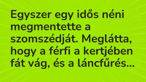 Vicc: Egyszer egy idős néni megmentette a szomszédját…