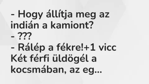 Vicc: – Hogy állítja meg az indián a kamiont?

– ???

– Rálép a…