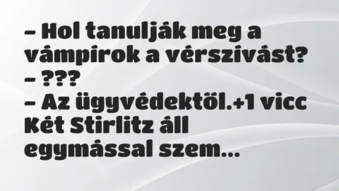 Vicc: – Hol tanulják meg a vámpírok a vérszívást?
– ???
– Az… Vicc: – Hol tanulják meg a vámpírok a vérszívást?
– ???
– Az…