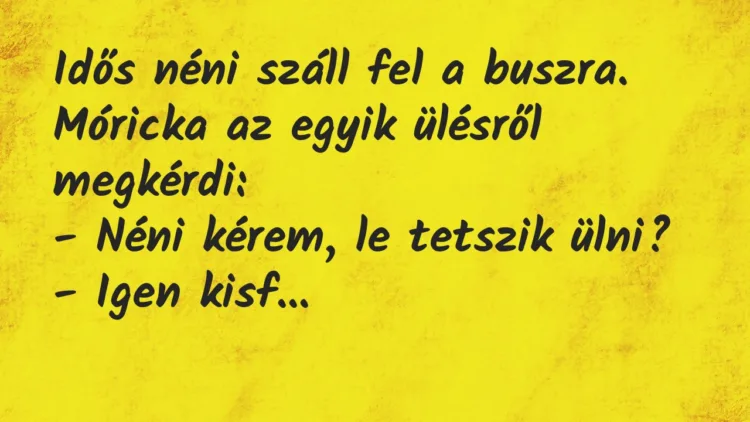 Vicc: Idős néni száll fel a buszra. Móricka az egyik ülésről… Vicc: Idős néni száll fel a buszra. Móricka az egyik ülésről…