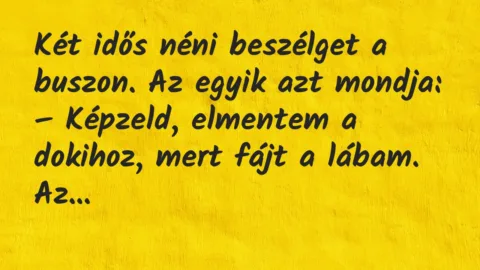 Vicc: Két idős néni beszélget a buszon. Az egyik azt mondja: …
