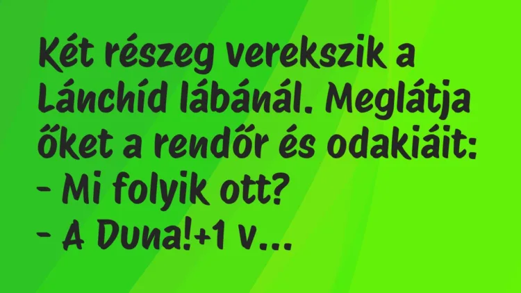 Vicc: Két részeg verekszik a Lánchíd lábánál. Meglátja őket a rendőr és… Vicc: Két részeg verekszik a Lánchíd lábánál. Meglátja őket a rendőr és…