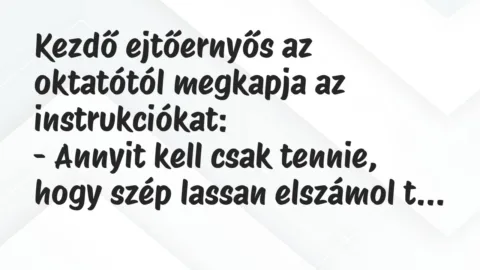 Vicc: Kezdő ejtőernyős az oktatótól megkapja az instrukciókat:

– Annyit…