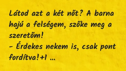 Vicc: Látod azt a két nőt? A barna hajú a felségem, szőke meg a…