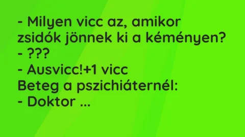 Vicc: – Milyen vicc az, amikor zsidók jönnek ki a kéményen?

-…
