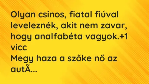 Vicc: Olyan csinos, fiatal fiúval leveleznék, akit nem zavar, hogy…