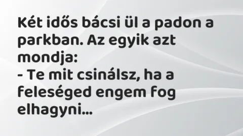 Vicc: Te mit csinálsz, ha a feleséged engem fog elhagyni? Vicc: Te mit csinálsz, ha a feleséged engem fog elhagyni?