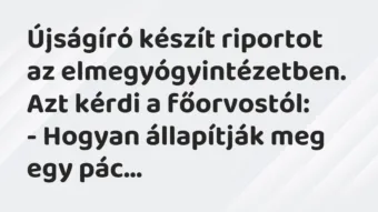 Vicc: Újságíró készít riportot az elmegyógyintézetben. Azt kérdi a…