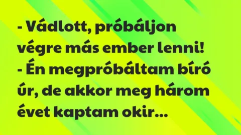 Vicc: – Vádlott, próbáljon végre más ember lenni!

– Én megpróbáltam…