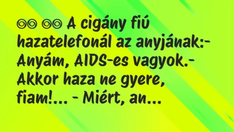 Viccek:
A cigány fiú hazatelefonál az anyjának:-… Viccek:
A cigány fiú hazatelefonál az anyjának:-…