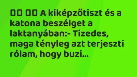 Viccek: 
		  
		  A kiképzőtiszt és a katona beszélget a…
