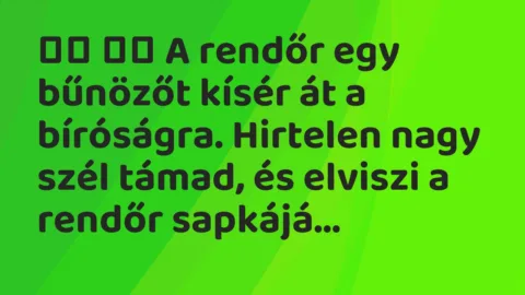 Viccek: 
		  
		  A rendőr egy bűnözőt kísér át a bíróságra….