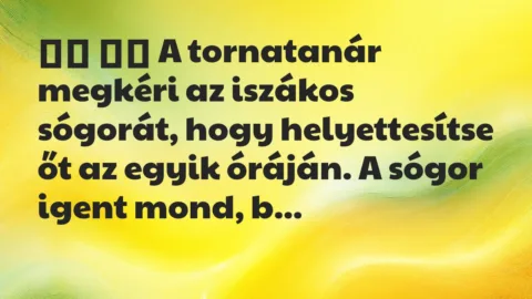 Viccek: 
		  
		  A tornatanár megkéri az iszákos sógorát, hogy…