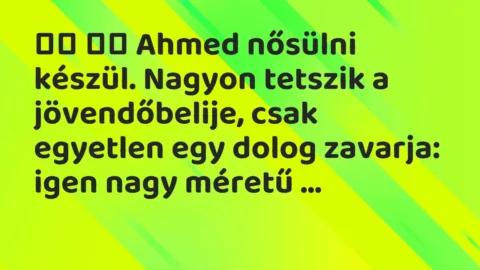 Viccek: 
		  
		  Ahmed nősülni készül. Nagyon tetszik a…