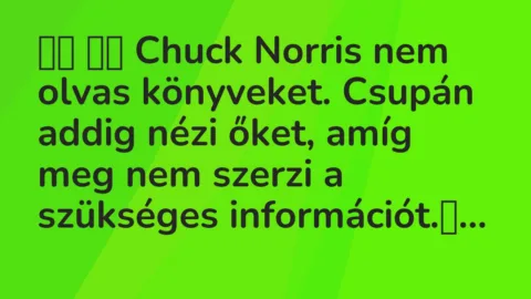 Viccek: 
		  
		  Chuck Norris nem olvas könyveket. Csupán addig…