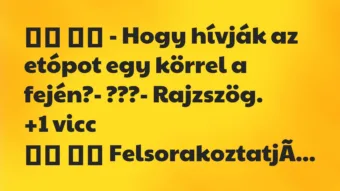 Viccek:
– Hogy hívják az etópot egy körrel a fején?- … Viccek:
– Hogy hívják az etópot egy körrel a fején?- …
