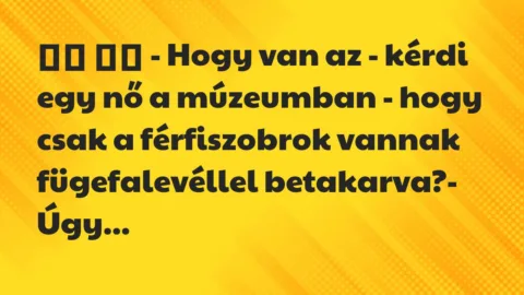 Viccek: 
		  
		  – Hogy van az – kérdi egy nő a múzeumban – hogy…