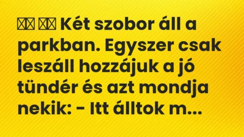 Viccek:
Két szobor áll a parkban. Egyszer csak leszáll… Viccek:
Két szobor áll a parkban. Egyszer csak leszáll…