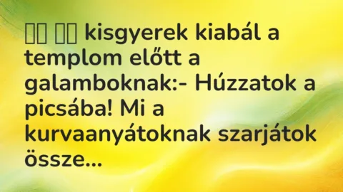 Viccek:
kisgyerek kiabál a templom előtt a… Viccek:
kisgyerek kiabál a templom előtt a…