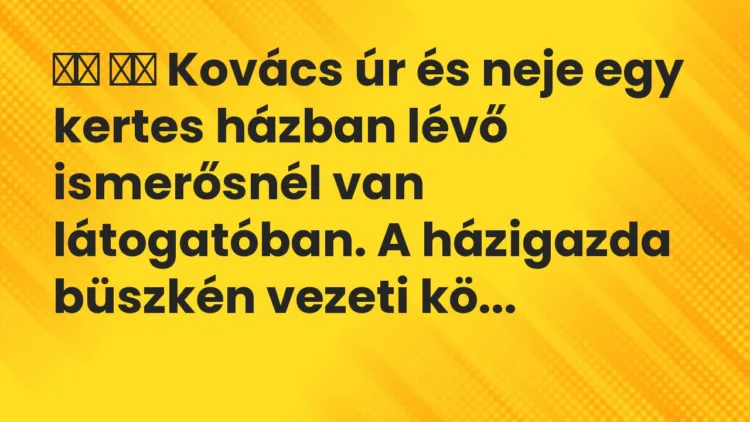 Viccek:
Kovács úr és neje egy kertes házban lévő… Viccek:
Kovács úr és neje egy kertes házban lévő…