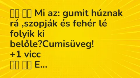 Viccek:
Mi az: gumit húznak rá ,szopják és fehér lé… Viccek:
Mi az: gumit húznak rá ,szopják és fehér lé…
