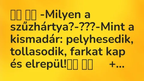 Viccek:
-Milyen a szűzhártya?-???-Mint a… Viccek:
-Milyen a szűzhártya?-???-Mint a…